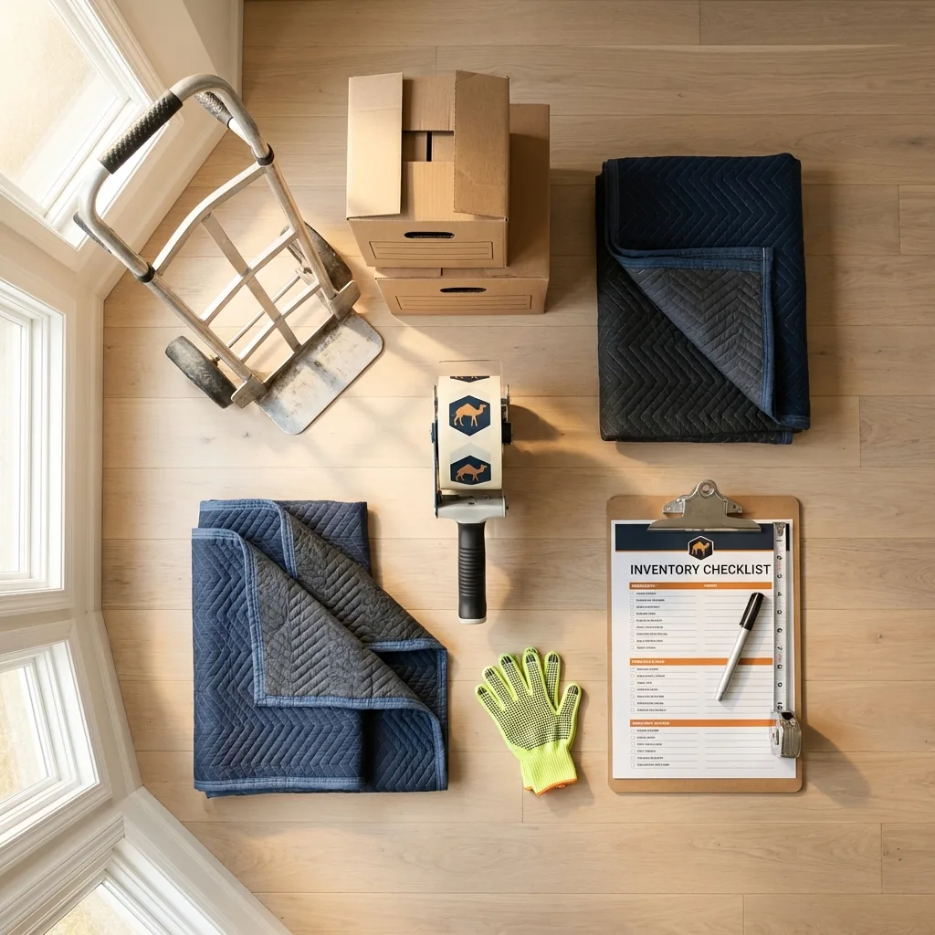 Professional moving supplies and packing materials layout for Caldwell residential relocations