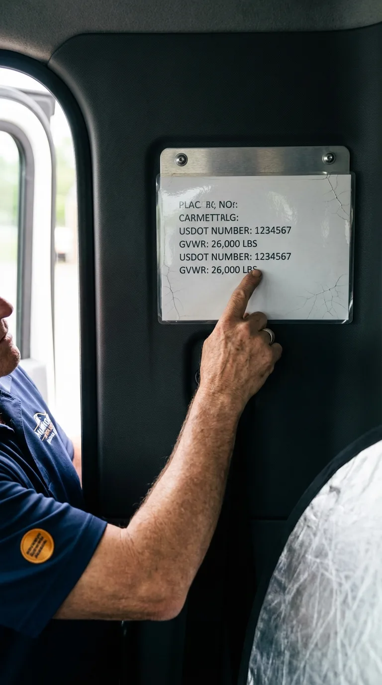USDOT licensing placard verification in Caldwell